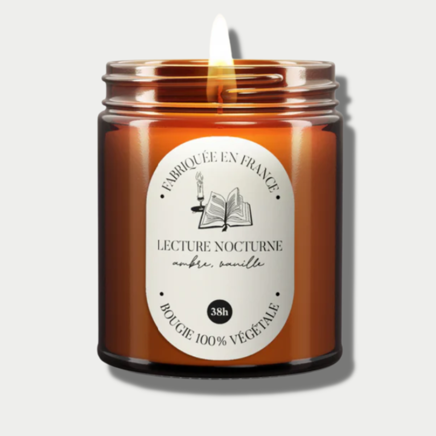 "Nighttime reading" vegetable candle in an apothecary jar