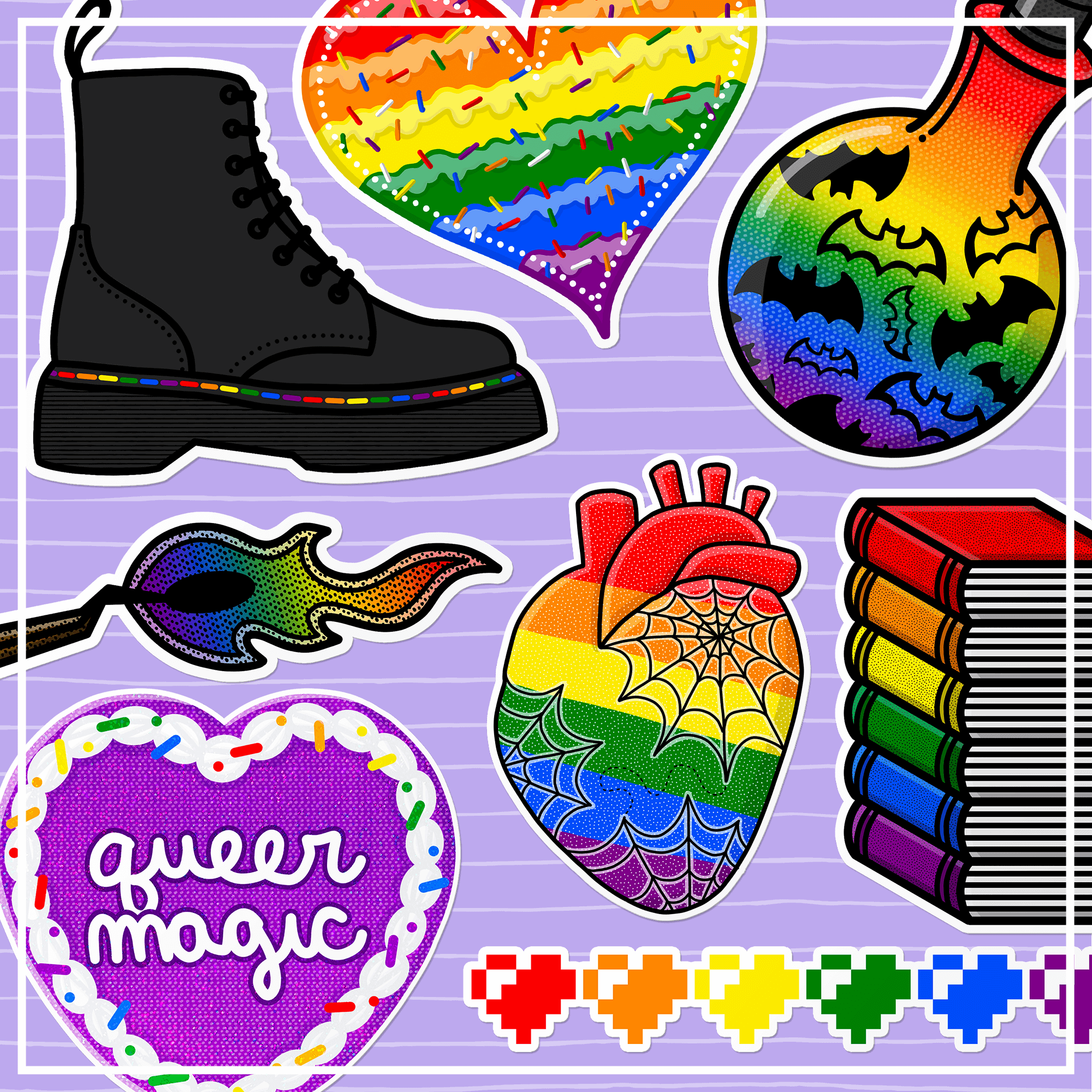 Sticker - LGBTQAI+ Pixel Hearts